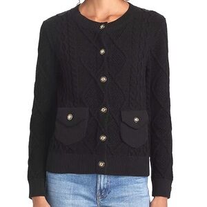 Elie Tahari Black Button-Up Cardigan
